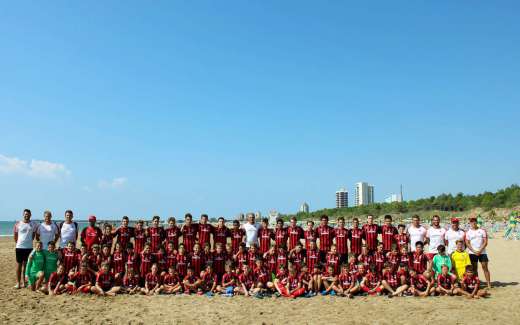 The youth of the AC Milan Junior Camp on the beach of Lignano Sabbiadoro
