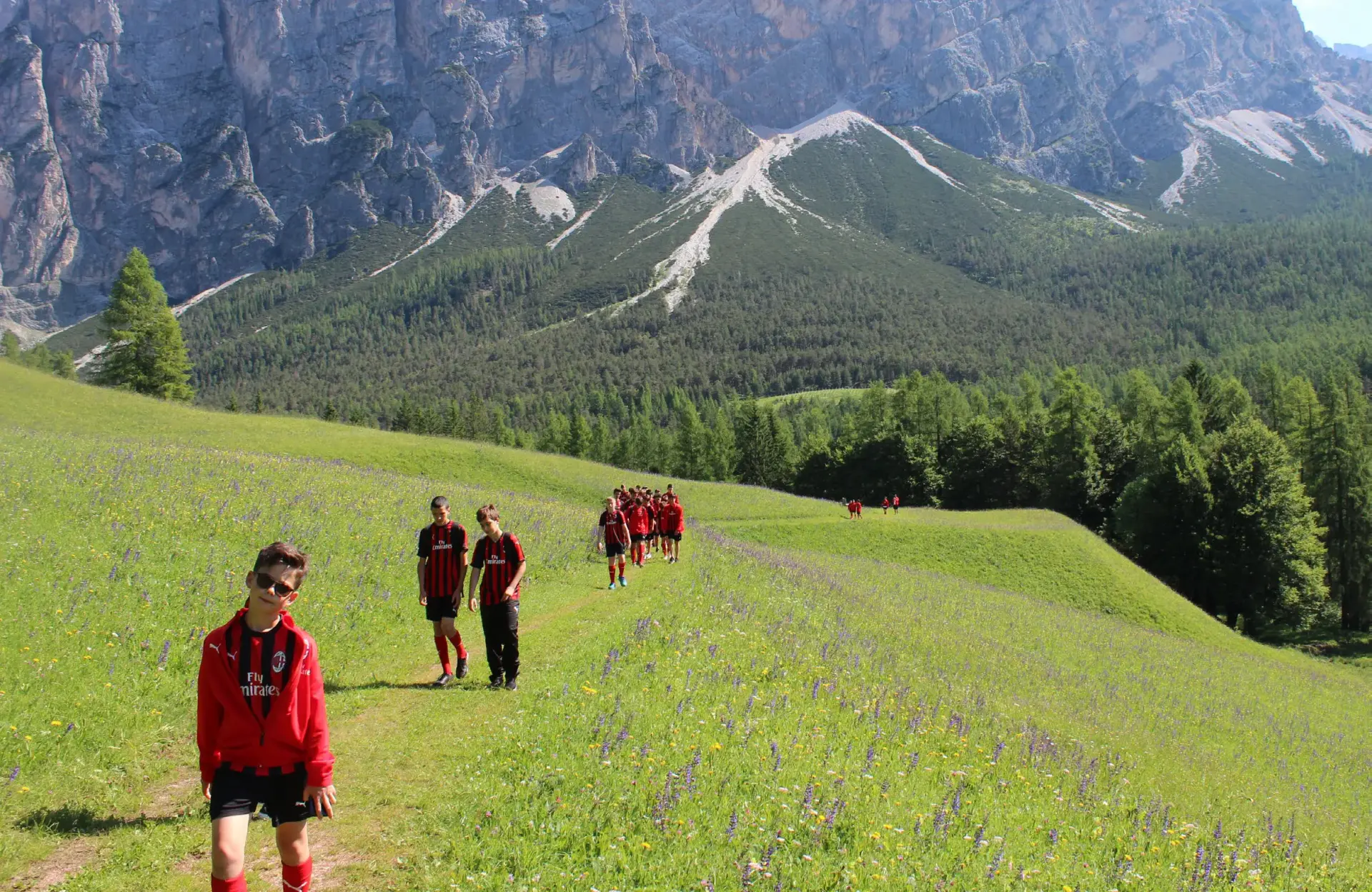 AC Milan Soccer Camp on Demand location is surrounded by greenery near the Dolomites