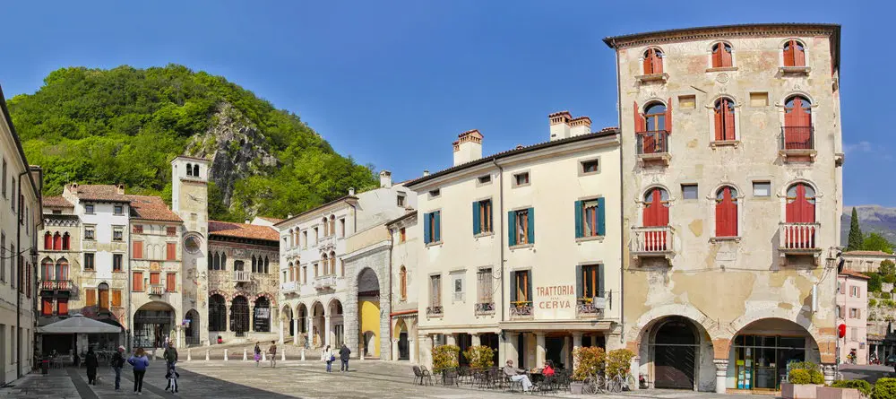 The view of the historical centre of the Vittorio Veneto TV near Venice Italy